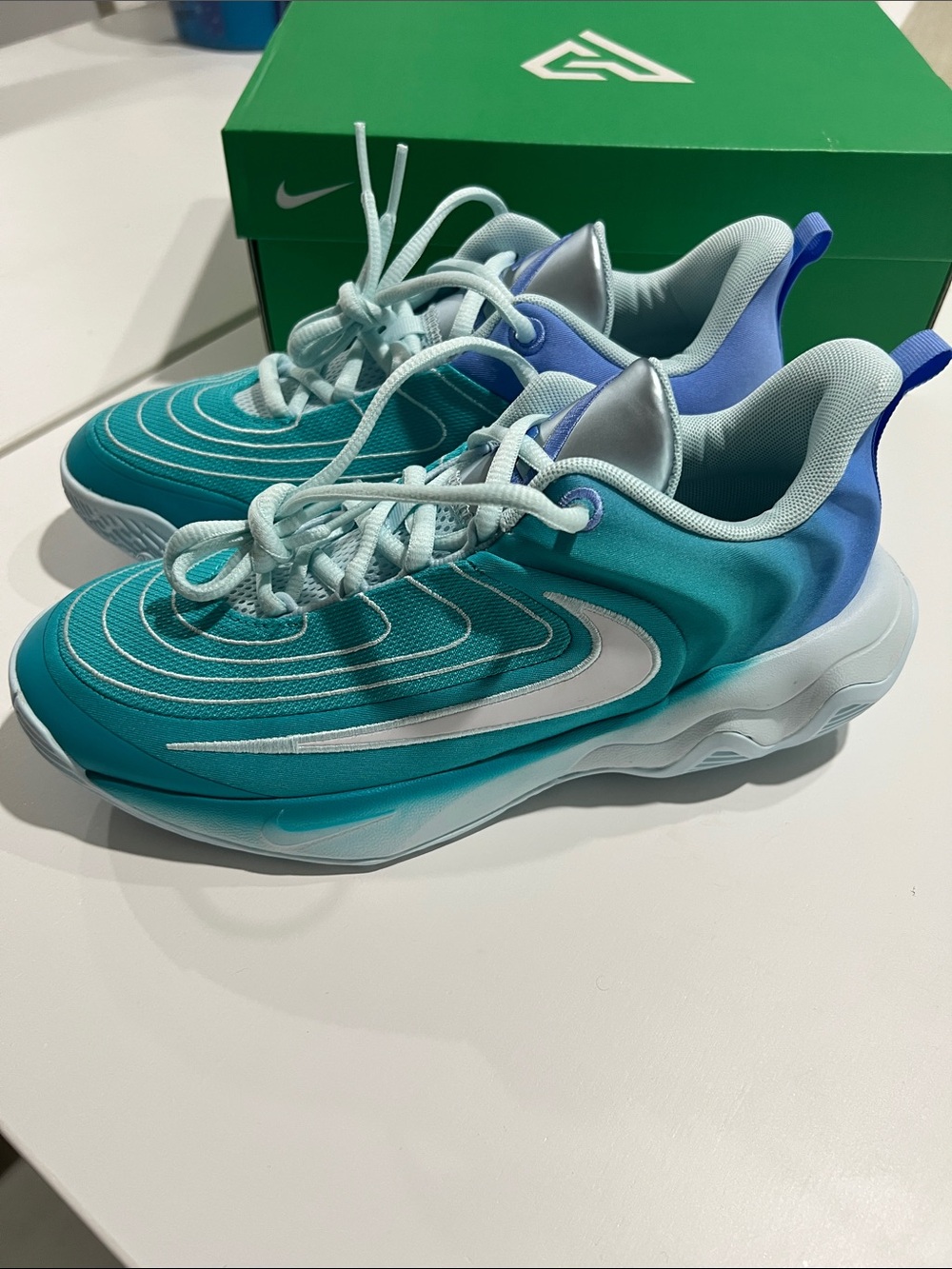 NIKE GIANNIS IMMORTALITY 4 GS SIZE 6Y FZ6734-300 DUSTY CACTUS WITH ROYAL BLUE